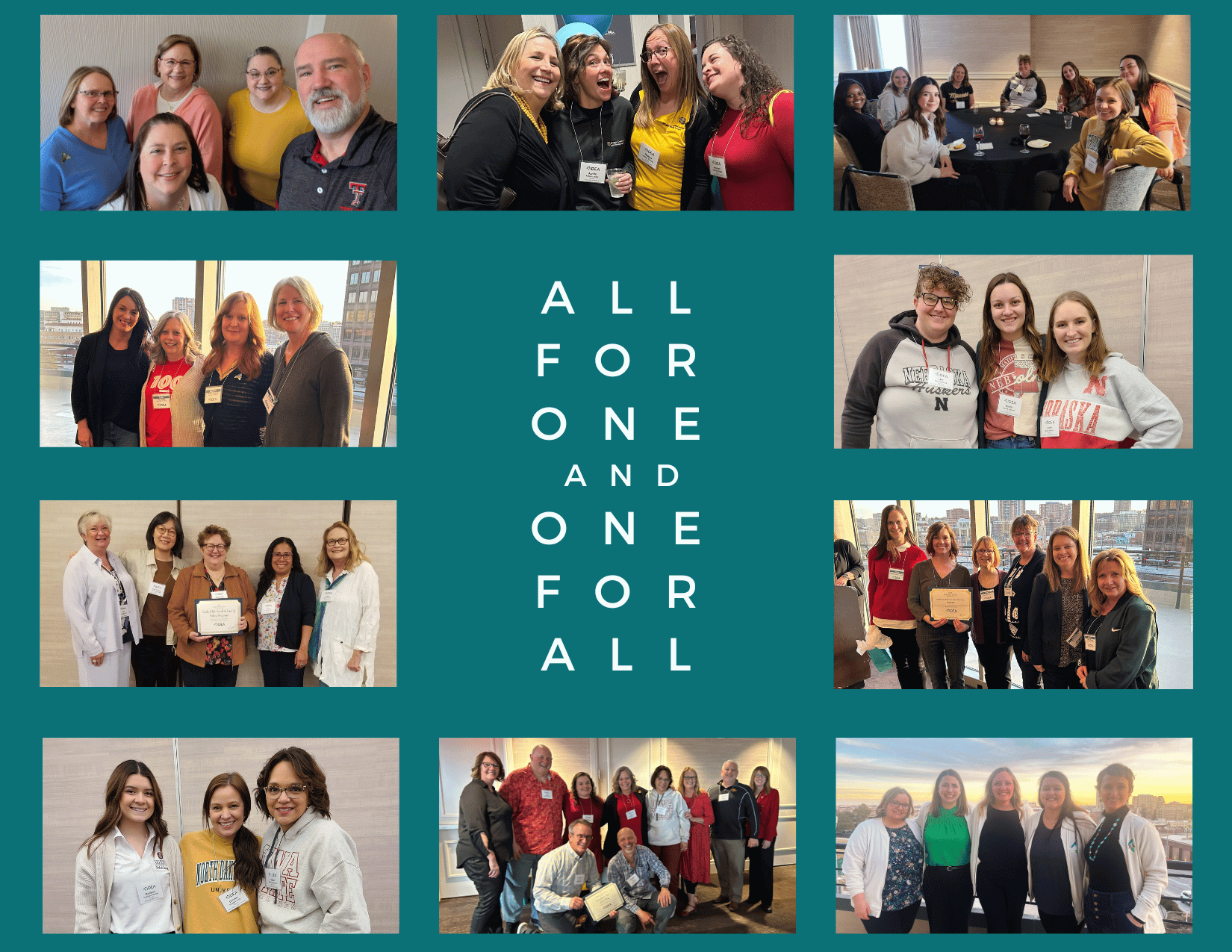 Photo collage of attendees at the 2024 and 2025 conferences, including award recipients.